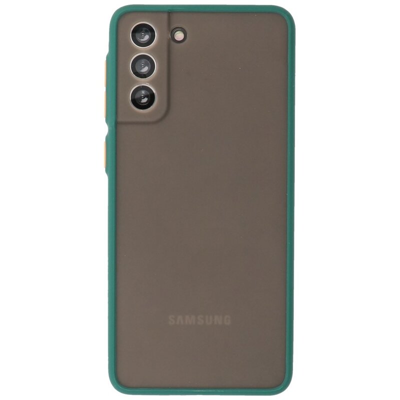 Estuche rígido con combinación de colores para Samsung Galaxy S21 Plus Verde oscuro