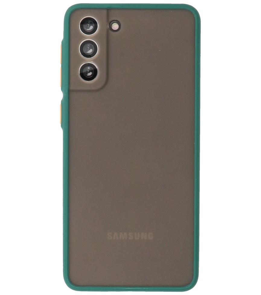 Estuche rígido con combinación de colores para Samsung Galaxy S21 Plus Verde oscuro