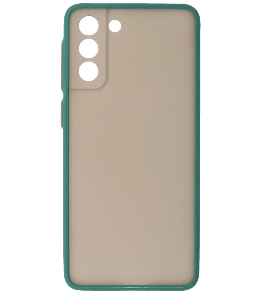 Estuche rígido con combinación de colores para Samsung Galaxy S21 Plus Verde oscuro