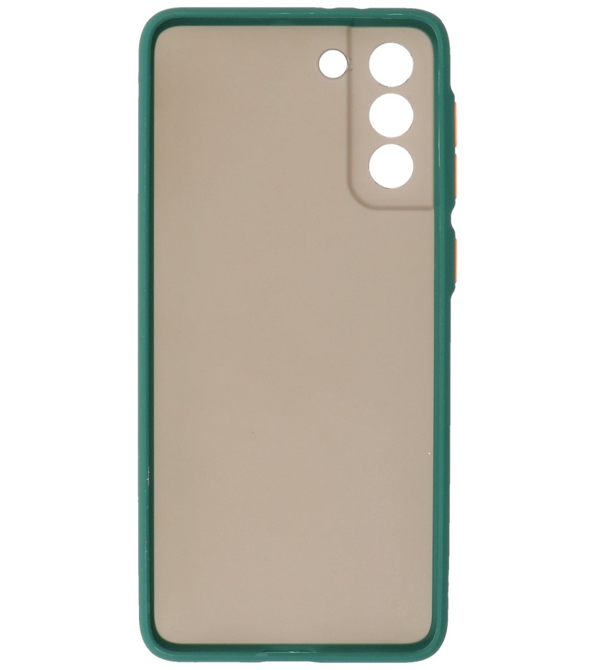 Custodia rigida con combinazione di colori per Samsung Galaxy S21 Plus verde scuro