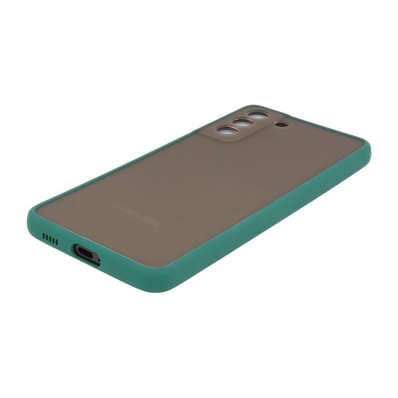 Custodia rigida con combinazione di colori per Samsung Galaxy S21 Plus verde scuro