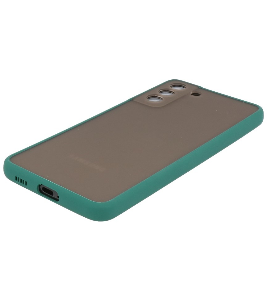 Estuche rígido con combinación de colores para Samsung Galaxy S21 Plus Verde oscuro