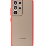 Custodia rigida con combinazione di colori per Samsung Galaxy S21 Ultra Red