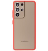 Custodia rigida con combinazione di colori per Samsung Galaxy S21 Ultra Red