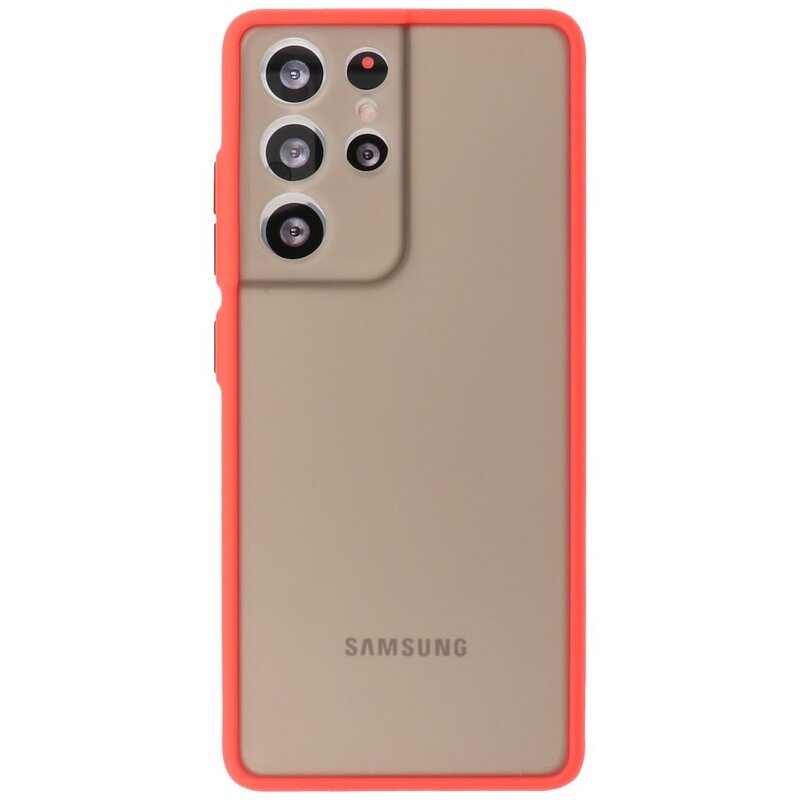 Custodia rigida con combinazione di colori per Samsung Galaxy S21 Ultra Red