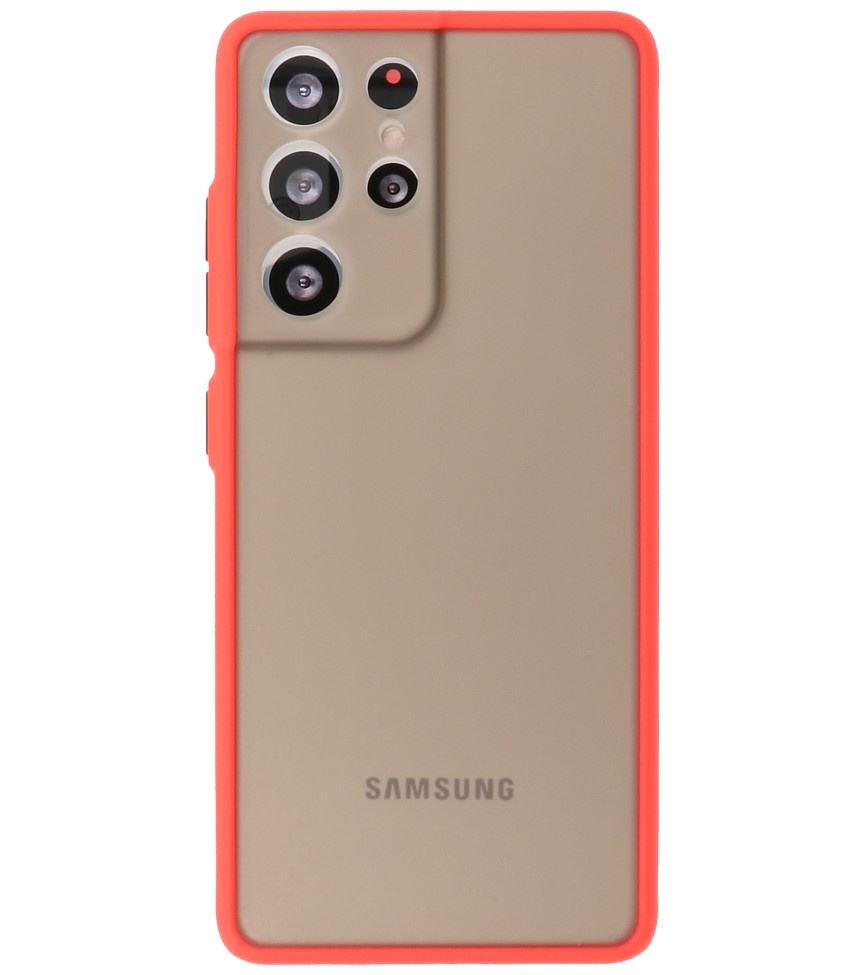 Farvekombination hårdt etui til Samsung Galaxy S21 Ultra Red