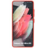 Custodia rigida con combinazione di colori per Samsung Galaxy S21 Ultra Red