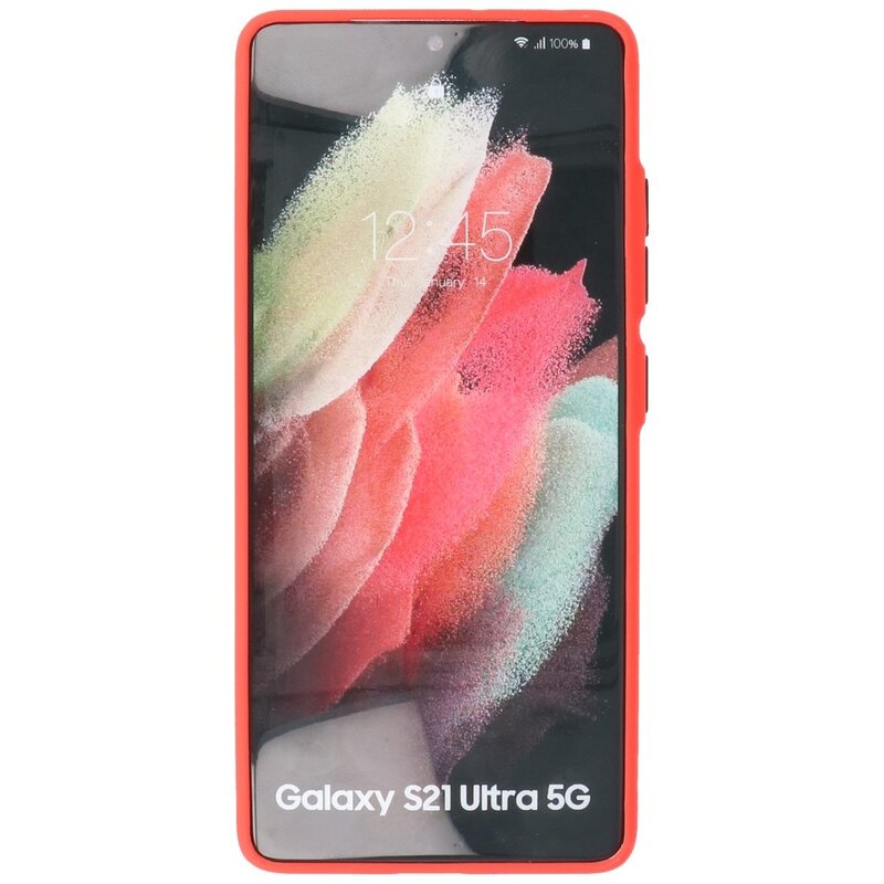 Combinación de colores Estuche rígido para Samsung Galaxy S21 Ultra Rojo