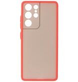 Custodia rigida con combinazione di colori per Samsung Galaxy S21 Ultra Red