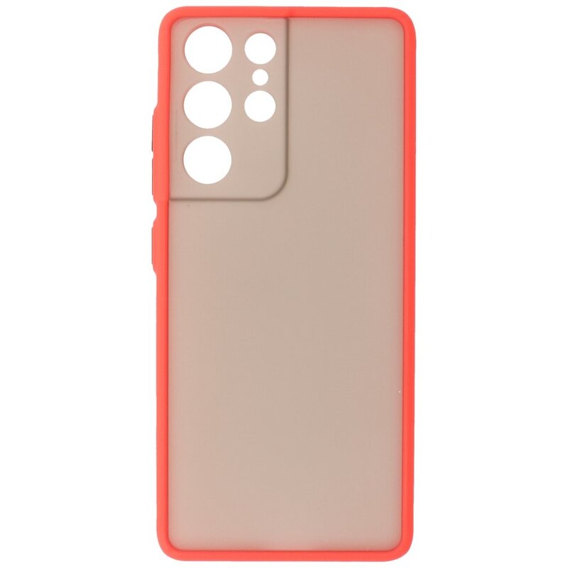 Custodia rigida con combinazione di colori per Samsung Galaxy S21 Ultra Red