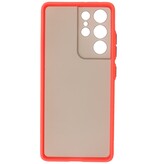 Custodia rigida con combinazione di colori per Samsung Galaxy S21 Ultra Red