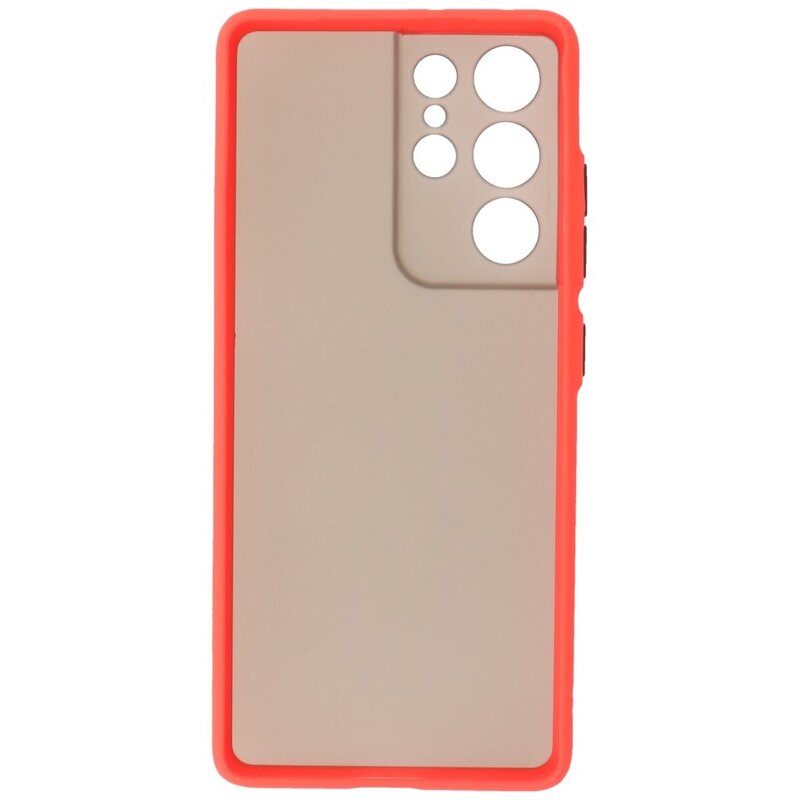 Combinación de colores Estuche rígido para Samsung Galaxy S21 Ultra Rojo