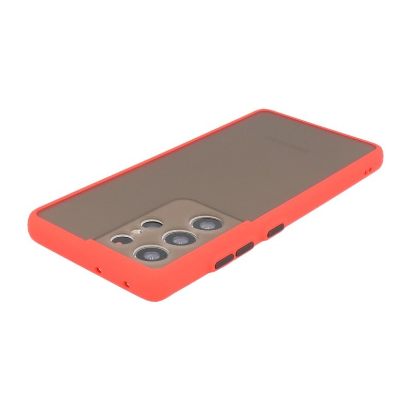 Custodia rigida con combinazione di colori per Samsung Galaxy S21 Ultra Red