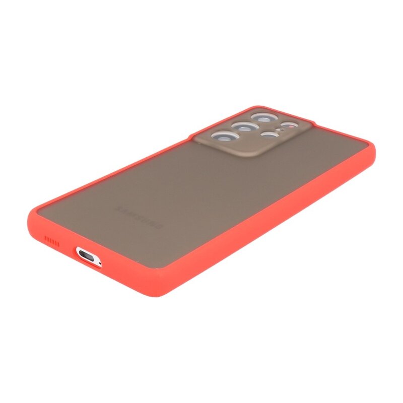 Custodia rigida con combinazione di colori per Samsung Galaxy S21 Ultra Red