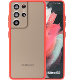 Combinación de colores Estuche rígido para Samsung Galaxy S21 Ultra Rojo