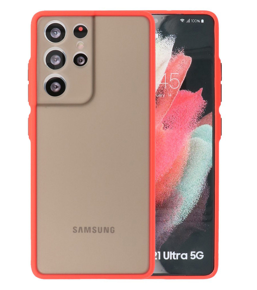 Coque Rigide Combinaison de Couleurs pour Samsung Galaxy S21 Ultra Rouge