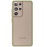 Custodia rigida con combinazione di colori per Samsung Galaxy S21 Ultra Green