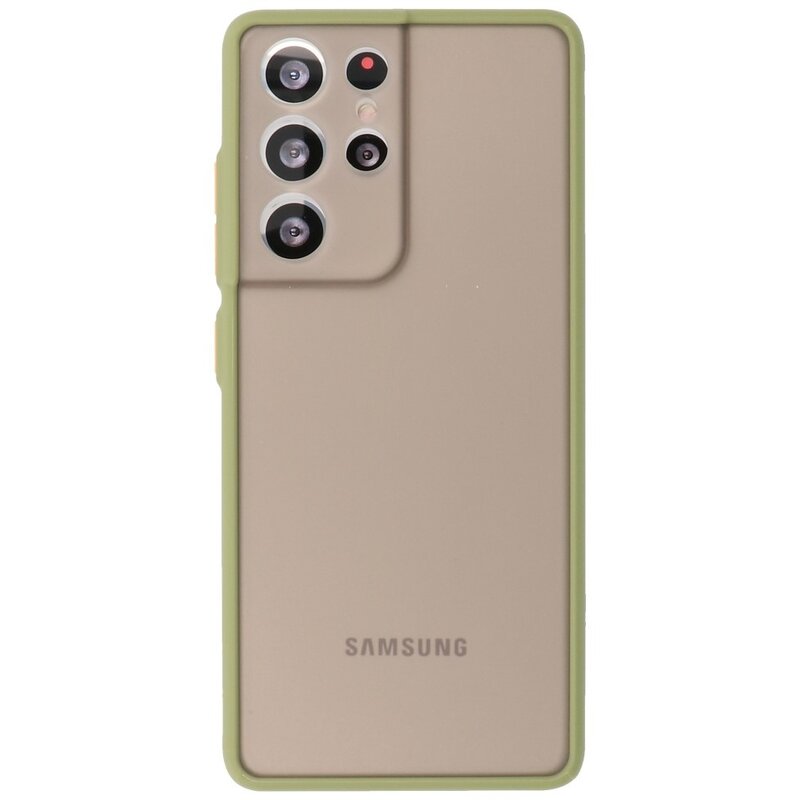 Custodia rigida con combinazione di colori per Samsung Galaxy S21 Ultra Green