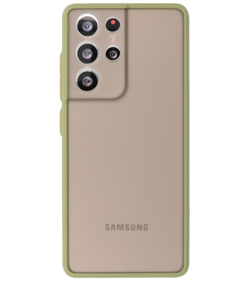 Custodia rigida con combinazione di colori per Samsung Galaxy S21 Ultra Green