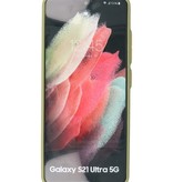 Estuche rígido de combinación de colores para Samsung Galaxy S21 Ultra Verde