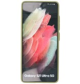 Custodia rigida con combinazione di colori per Samsung Galaxy S21 Ultra Green