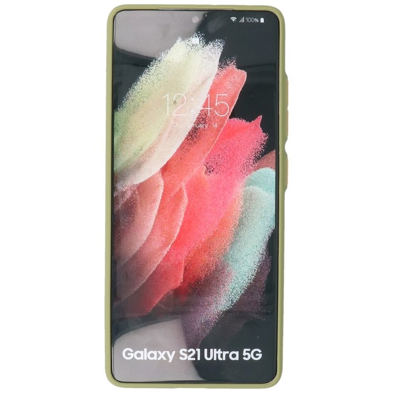 Custodia rigida con combinazione di colori per Samsung Galaxy S21 Ultra Green