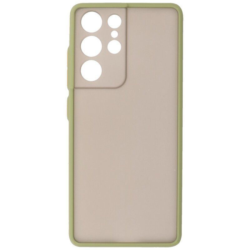 Custodia rigida con combinazione di colori per Samsung Galaxy S21 Ultra Green