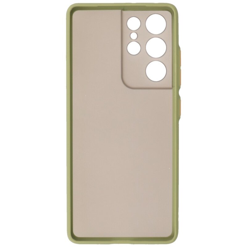 Custodia rigida con combinazione di colori per Samsung Galaxy S21 Ultra Green