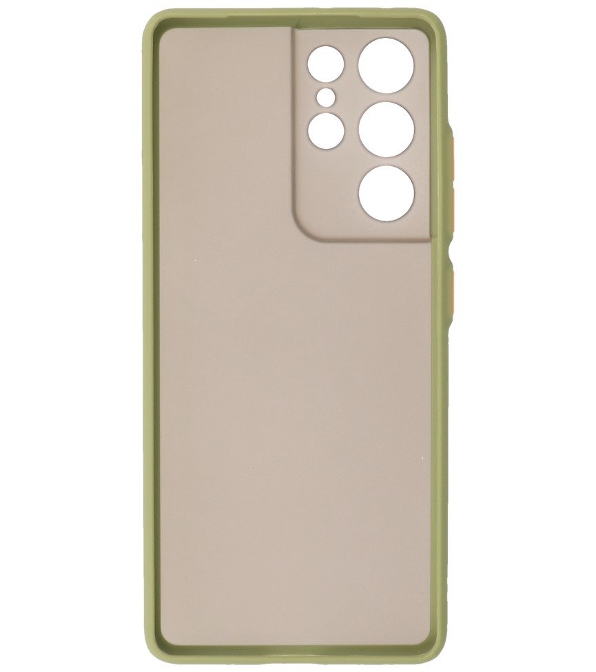 Custodia rigida con combinazione di colori per Samsung Galaxy S21 Ultra Green