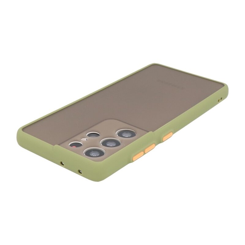 Custodia rigida con combinazione di colori per Samsung Galaxy S21 Ultra Green