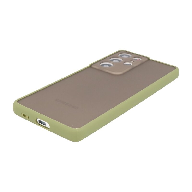 Custodia rigida con combinazione di colori per Samsung Galaxy S21 Ultra Green