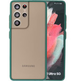 Estuche rígido con combinación de colores para Samsung Galaxy S21 Ultra Dark Green