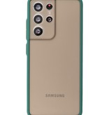 Estuche rígido con combinación de colores para Samsung Galaxy S21 Ultra Dark Green