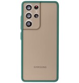 Custodia rigida con combinazione di colori per Samsung Galaxy S21 verde scuro ultra