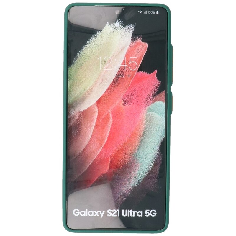 Custodia rigida con combinazione di colori per Samsung Galaxy S21 verde scuro ultra