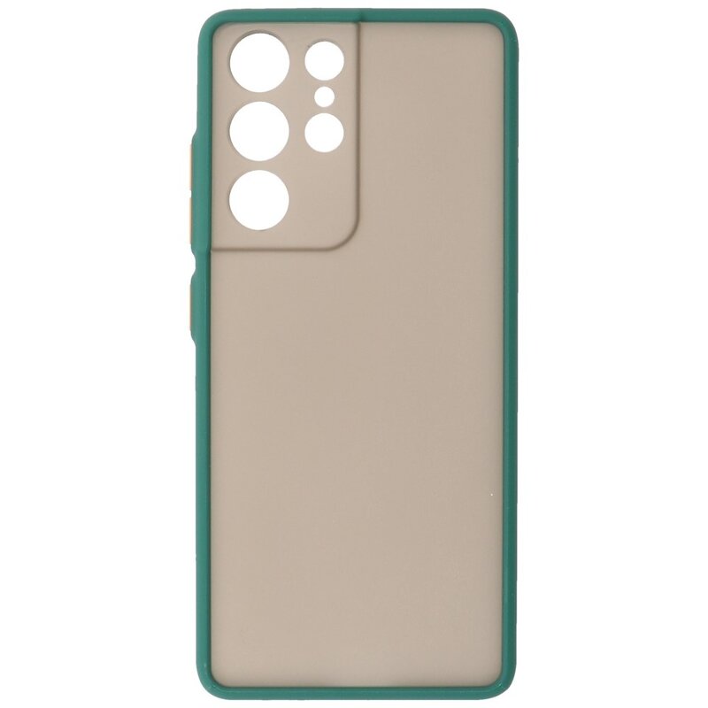 Custodia rigida con combinazione di colori per Samsung Galaxy S21 verde scuro ultra