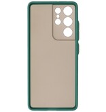 Custodia rigida con combinazione di colori per Samsung Galaxy S21 verde scuro ultra