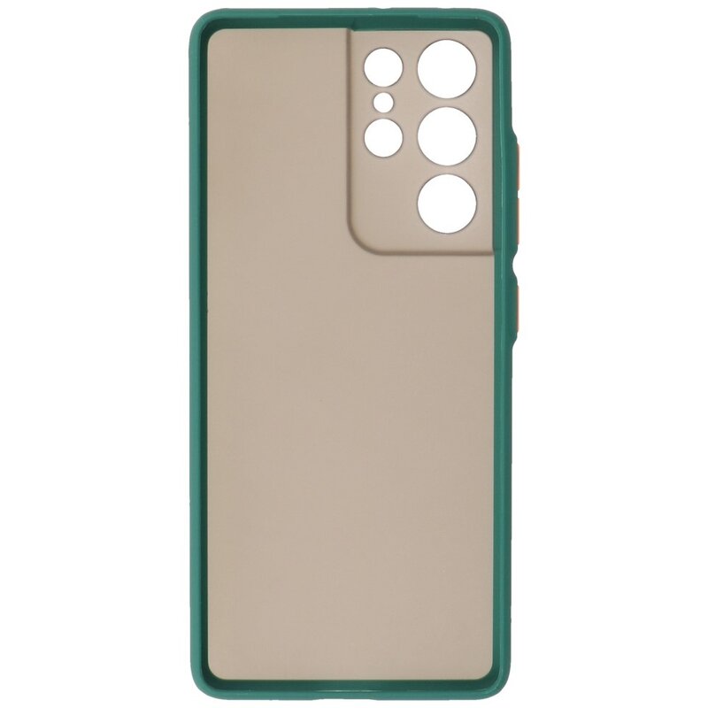 Custodia rigida con combinazione di colori per Samsung Galaxy S21 verde scuro ultra