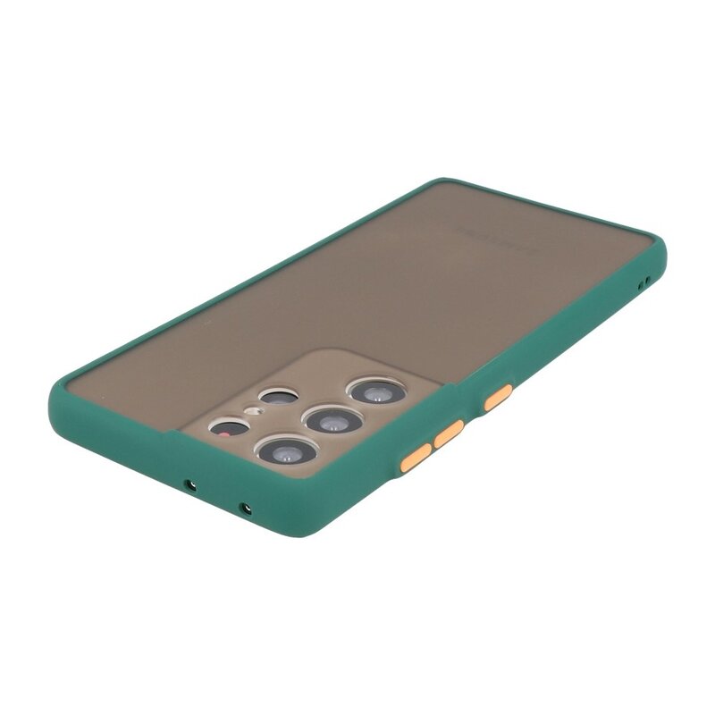 Custodia rigida con combinazione di colori per Samsung Galaxy S21 verde scuro ultra