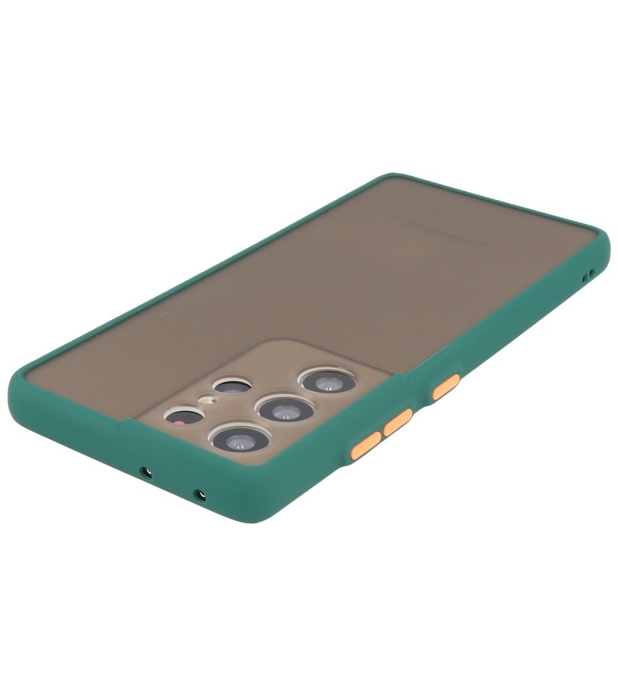 Estuche rígido con combinación de colores para Samsung Galaxy S21 Ultra Dark Green