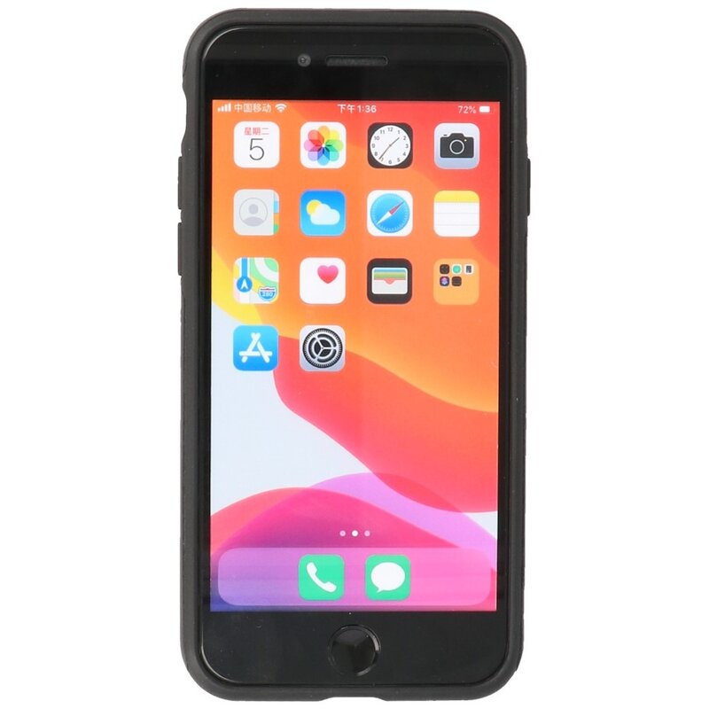 Klassiek Design Leer Back Cover voor iPhone SE 2020 / 8 / 7 Zwart