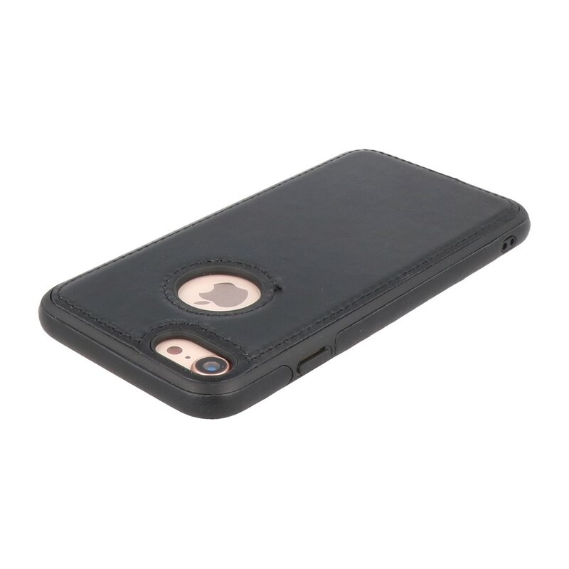 Klassiek Design Leer Back Cover voor iPhone SE 2020 / 8 / 7 Zwart