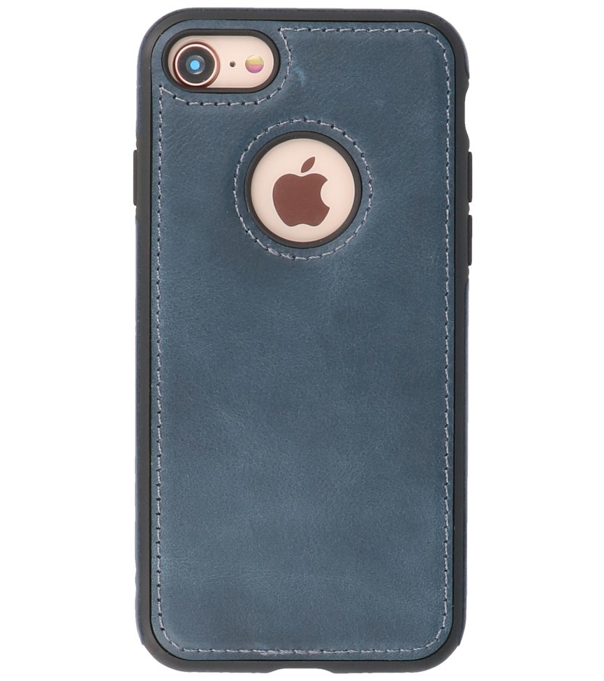 Klassiek Design Leer Back Cover voor iPhone SE 2020 / 8 / 7 Navy