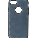 Klassiek Design Leer Back Cover voor iPhone SE 2020 / 8 / 7 Navy