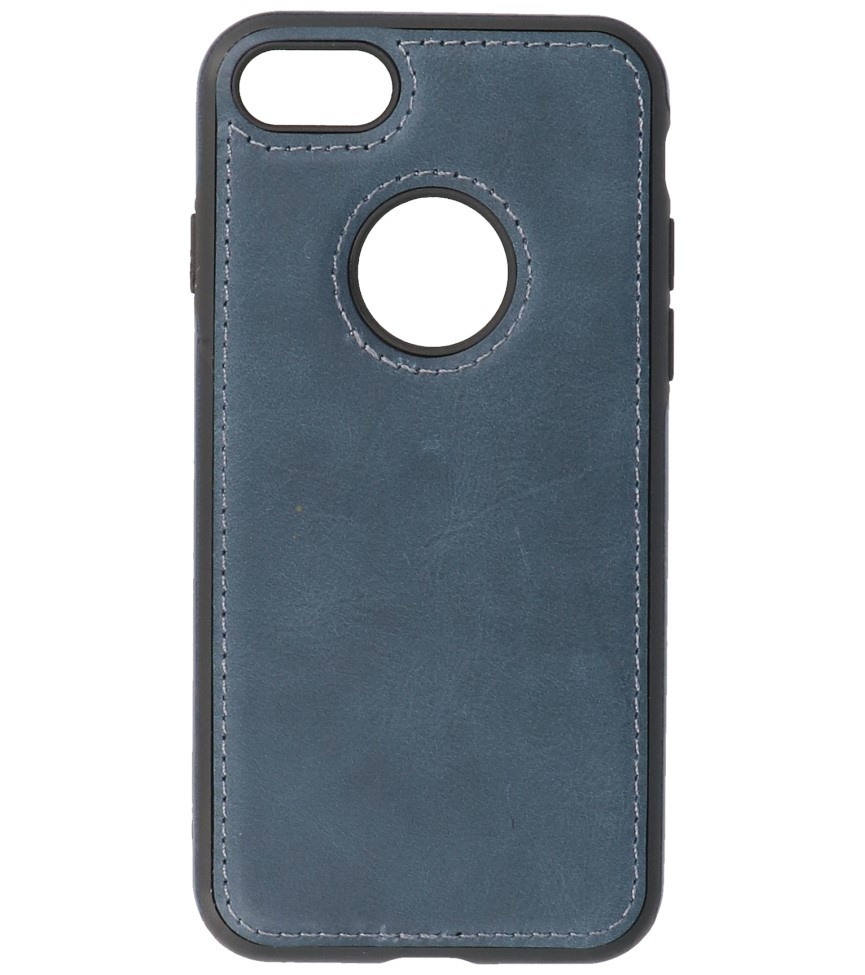 Klassiek Design Leer Back Cover voor iPhone SE 2020 / 8 / 7 Navy