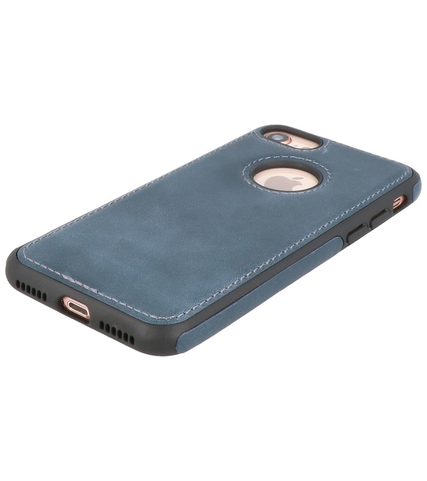 Klassiek Design Leer Back Cover voor iPhone SE 2020 / 8 / 7 Navy