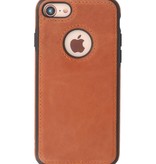 Klassiek Design Leer Back Cover voor iPhone SE 2020 / 8 / 7 Cognac