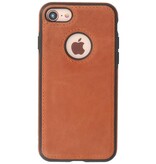 Klassiek Design Leer Back Cover voor iPhone SE 2020 / 8 / 7 Cognac