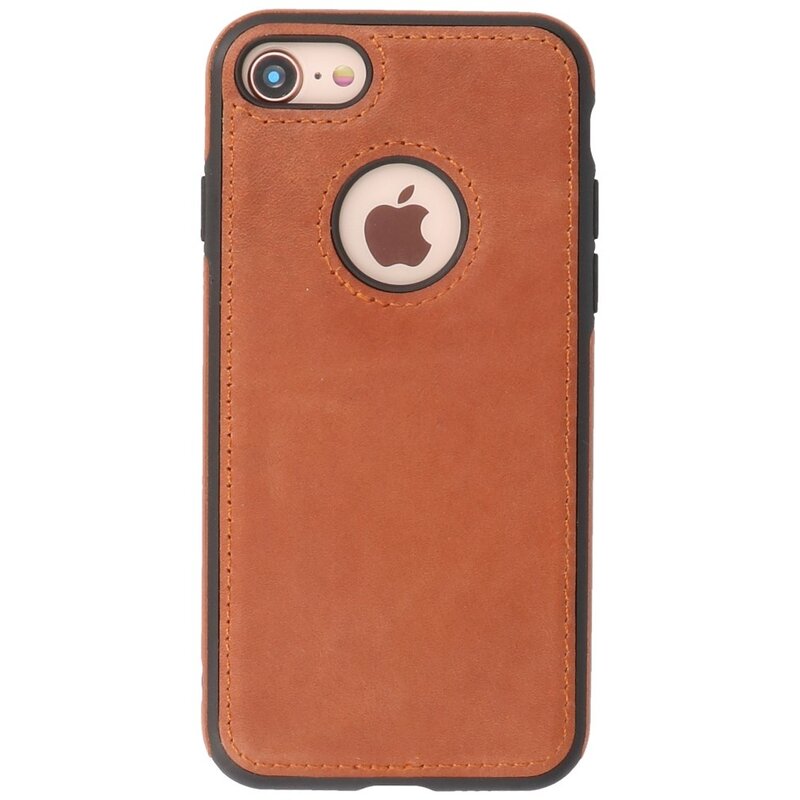Klassiek Design Leer Back Cover voor iPhone SE 2020 / 8 / 7 Cognac