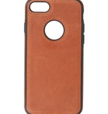 Klassiek Design Leer Back Cover voor iPhone SE 2020 / 8 / 7 Cognac